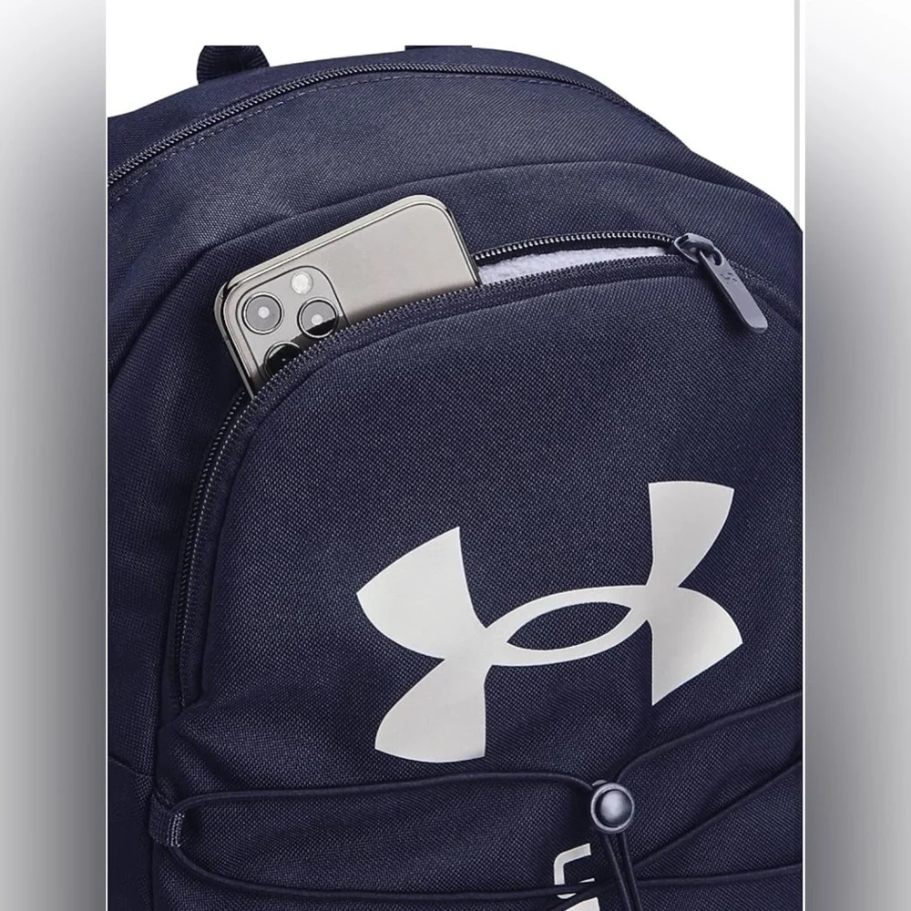 NWT- Under Armour- Adult Hustle Sport Backpack- Midnight Navy/Metallic Silver